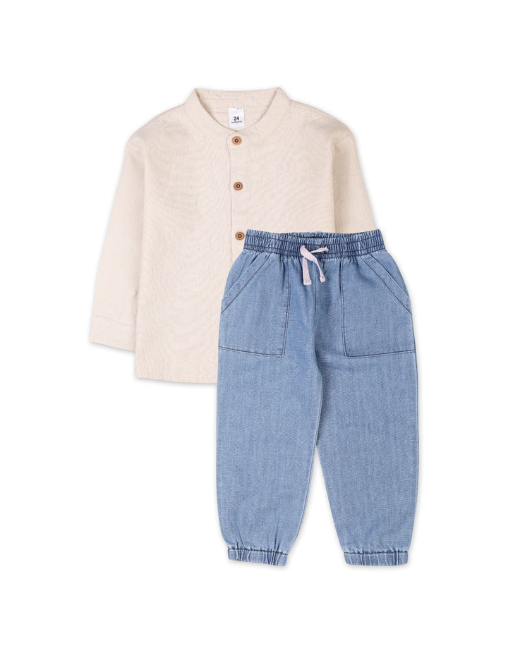 2 Pieces Winter Suit Sets Bambies Cream and Denim at Zubaidas