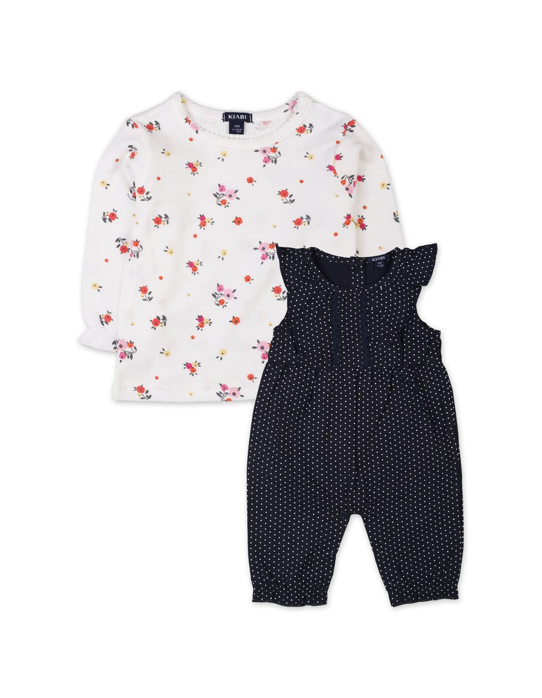 2 Pieces Winter Suit Sets Bambies Floral Polka Dots Navy at Zubaidas