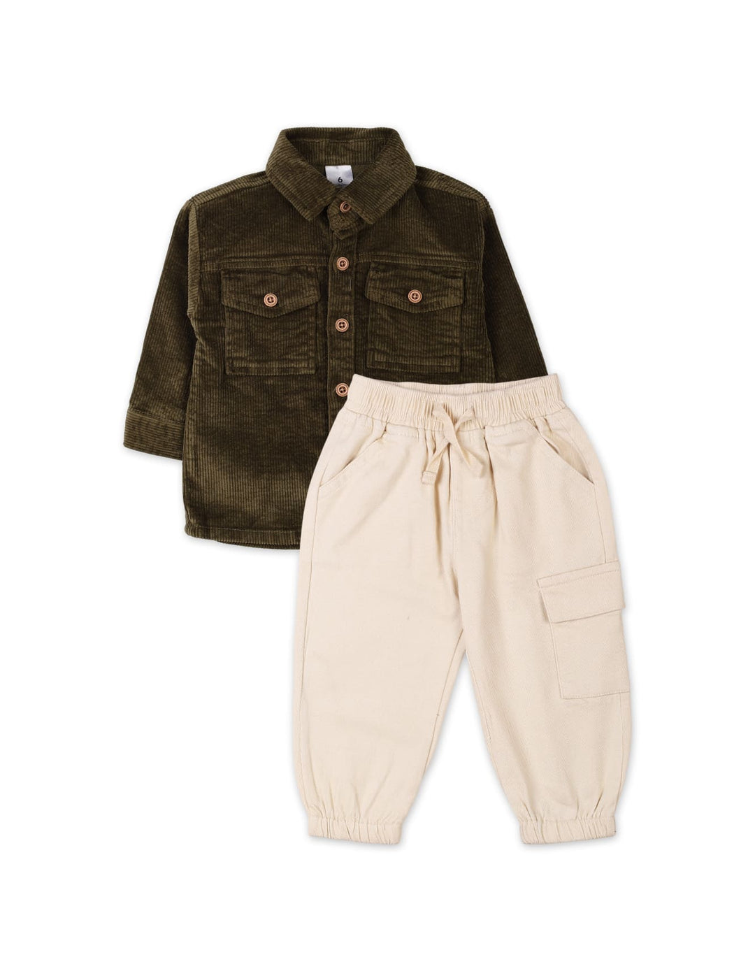 2 Pieces Winter Suit Sets Bambies Olive Green and Cream at Zubaidas