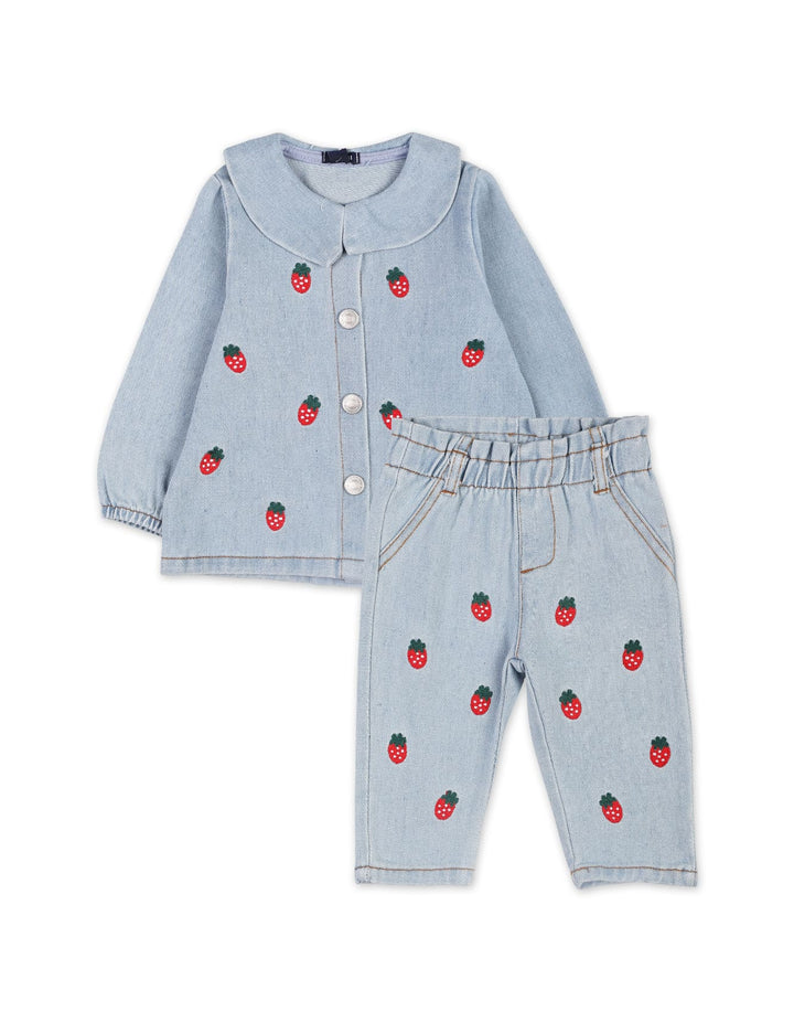 2 Pieces Winter Suit Sets Bambies Strawberries Denim at Zubaidas