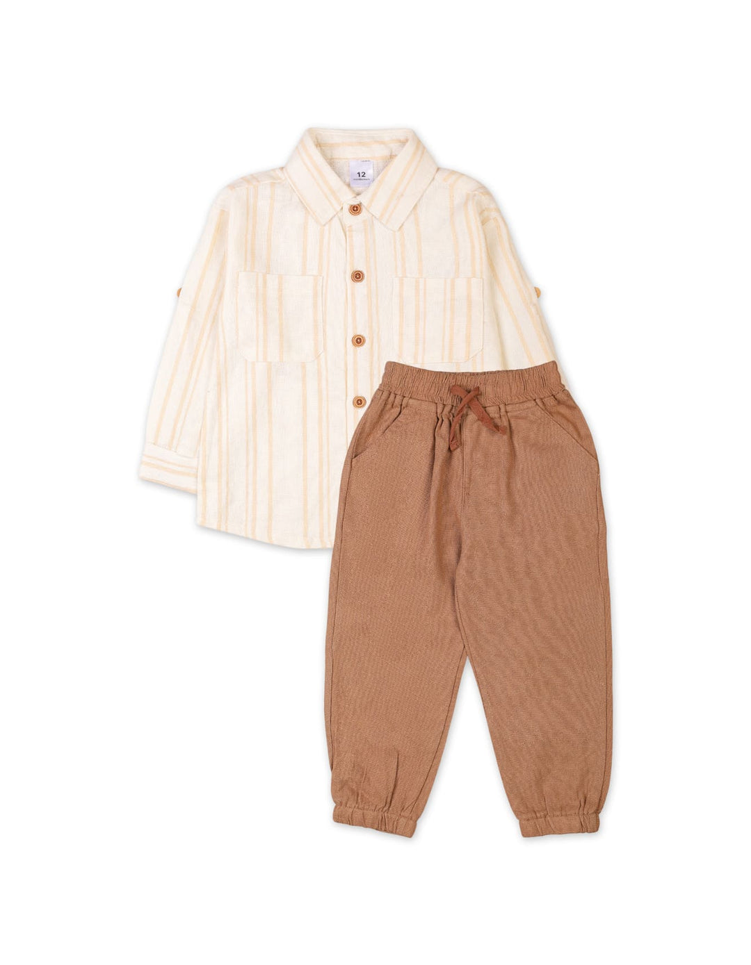 2 Pieces Winter Suit Sets Bambies Striped Brown at Zubaidas