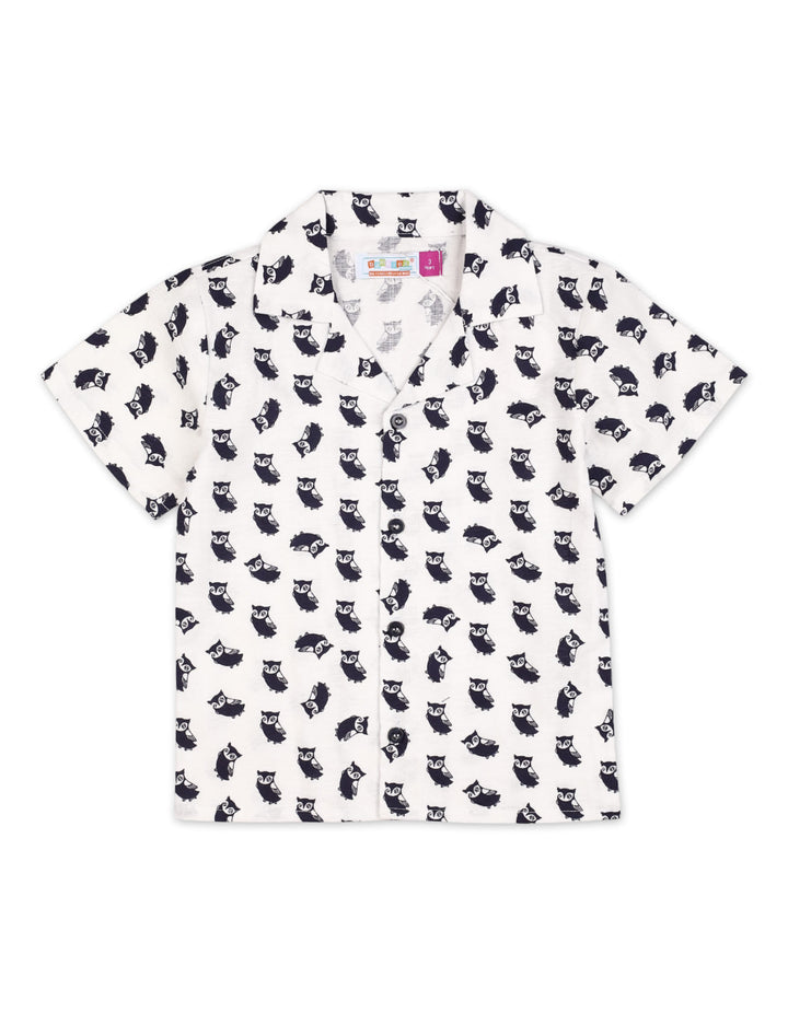 Zubaida's Vibrant "Wise Owls" Button-Down Shirt - Zubaidas Official™