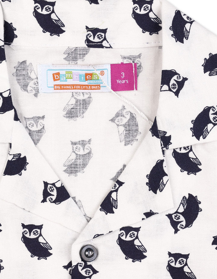 Zubaida's Vibrant "Wise Owls" Button-Down Shirt - Zubaidas Official™