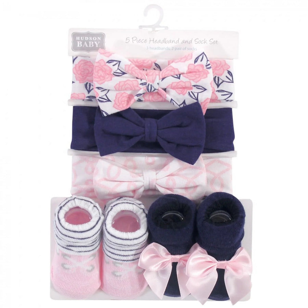 Zubaida's Adorable 5 Pcs Socks & Headbands Coordinated Set