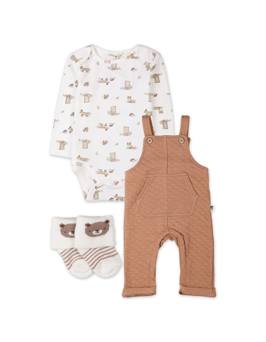 3 Pieces Baby Boys Dungaree Winter Suit Sets Bambies Brown at Zubaidas