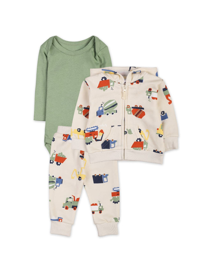 3 Pieces Children Winter Suit Sets Bambies Green and Cream at Zubaidas