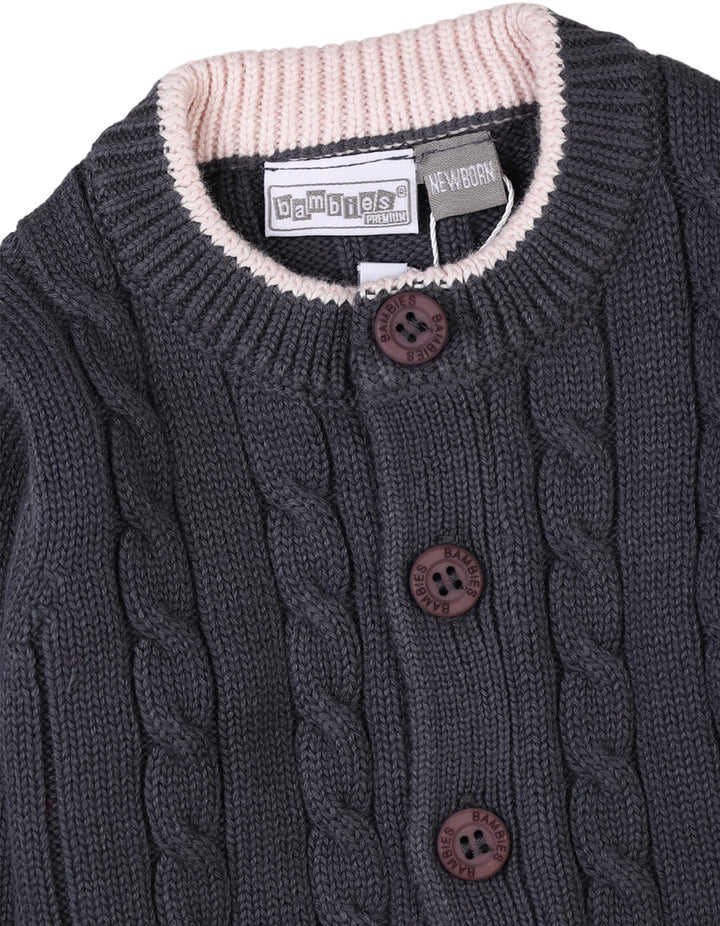 3 Pieces Infants Knitted Winter Clothes Bambies Dark Grey at Zubaidas Best Online Baby Store in Pakistan