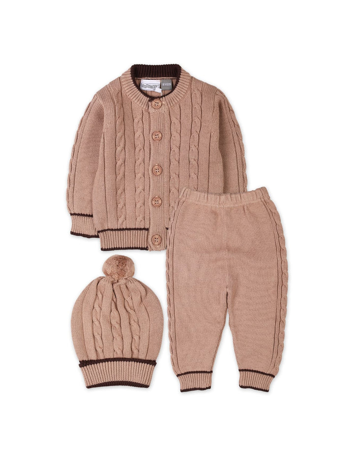 3 Pieces Infants Knitted Winter Suit Bambies Light Brown at Zubaidas