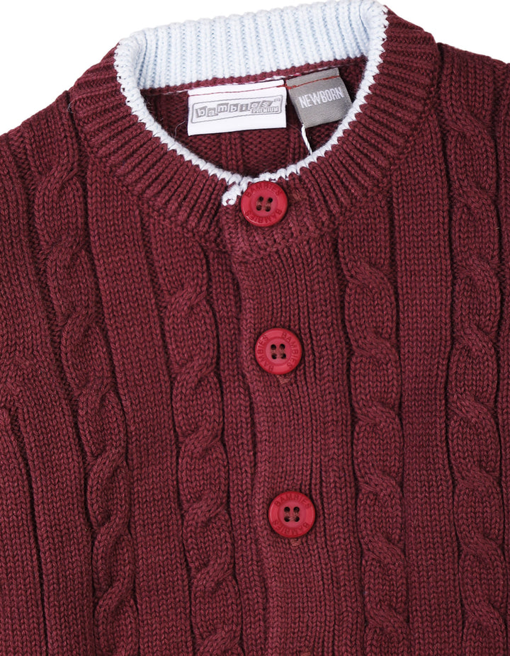3 Pieces Newborn Knitted Winter Clothes Bambies Burgundy at Zubaidas Best Online Baby Store in Pakistan