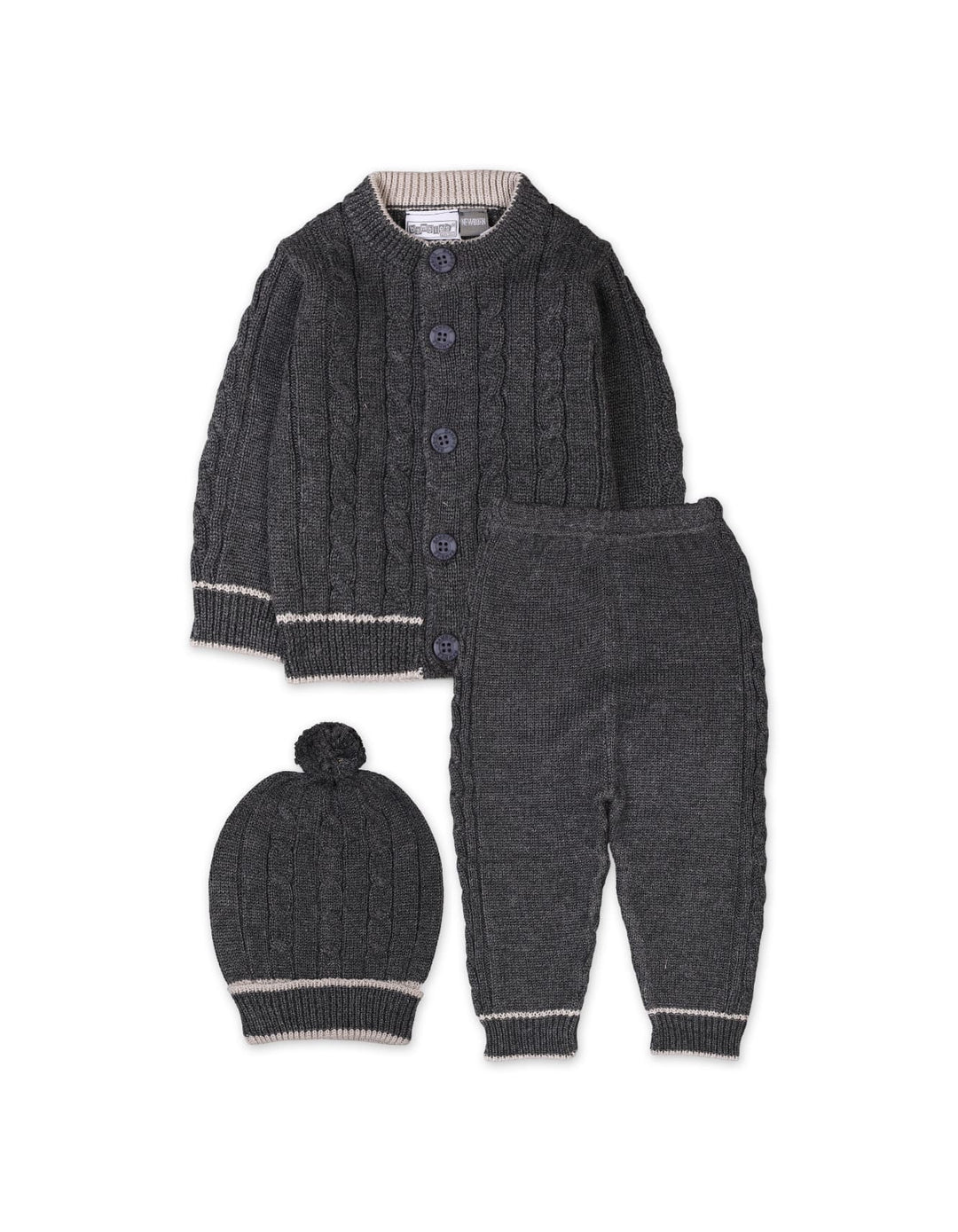 3 Pieces Newborn Knitted Winter Clothes Bambies Grey at Zubaidas