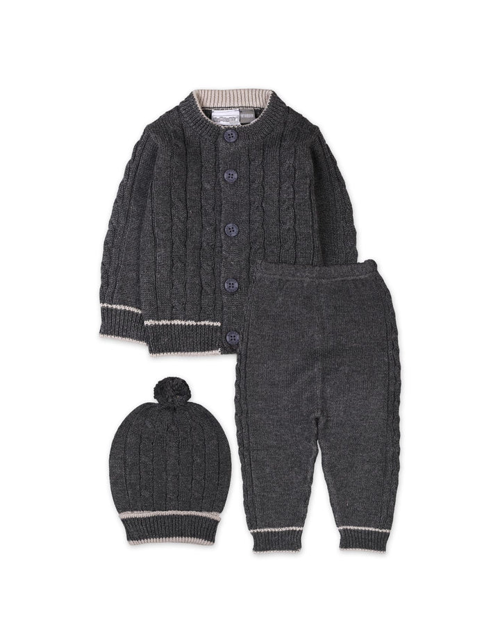 3 Pieces Newborn Knitted Winter Clothes Bambies Grey at Zubaidas