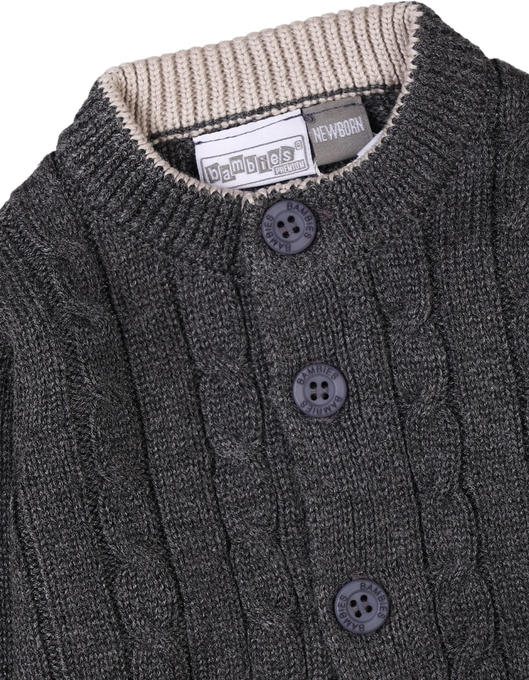 3 Pieces Newborn Knitted Winter Clothes Bambies Grey at Zubaidas Best Online Baby Store in Pakistan