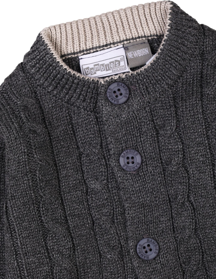 3 Pieces Newborn Knitted Winter Clothes Bambies Grey at Zubaidas Best Online Baby Store in Pakistan