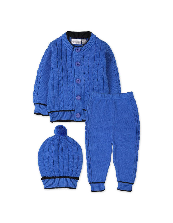 3 Pieces Newborn Knitted Winter Clothes Bambies Royal Blue at Zubaidas
