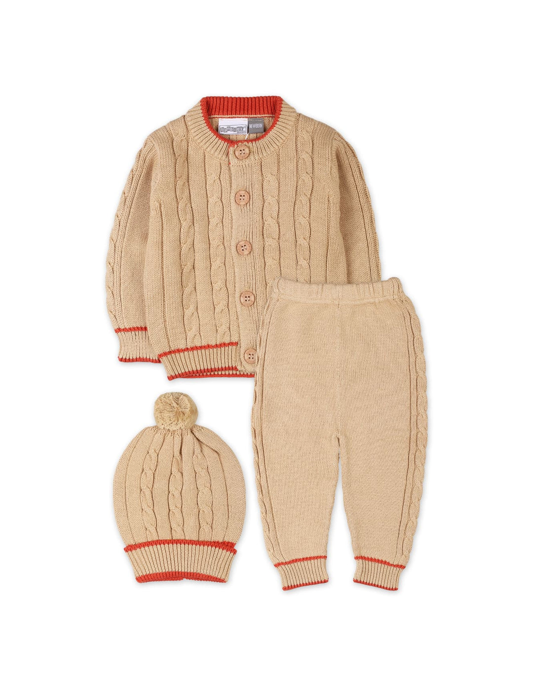 3 Pieces Newborn Knitted Winter Fashion Bambies Beige at Zubaidas