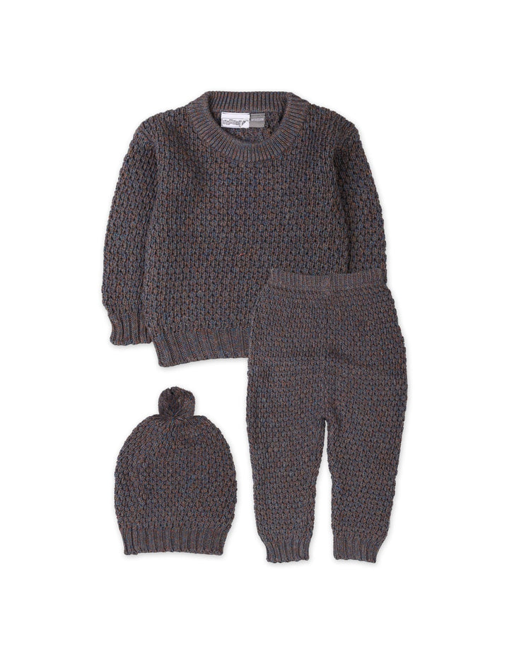 3 Pieces Newborn Knitted Winter Suit Set Bambies Charcoal at Zubaidas