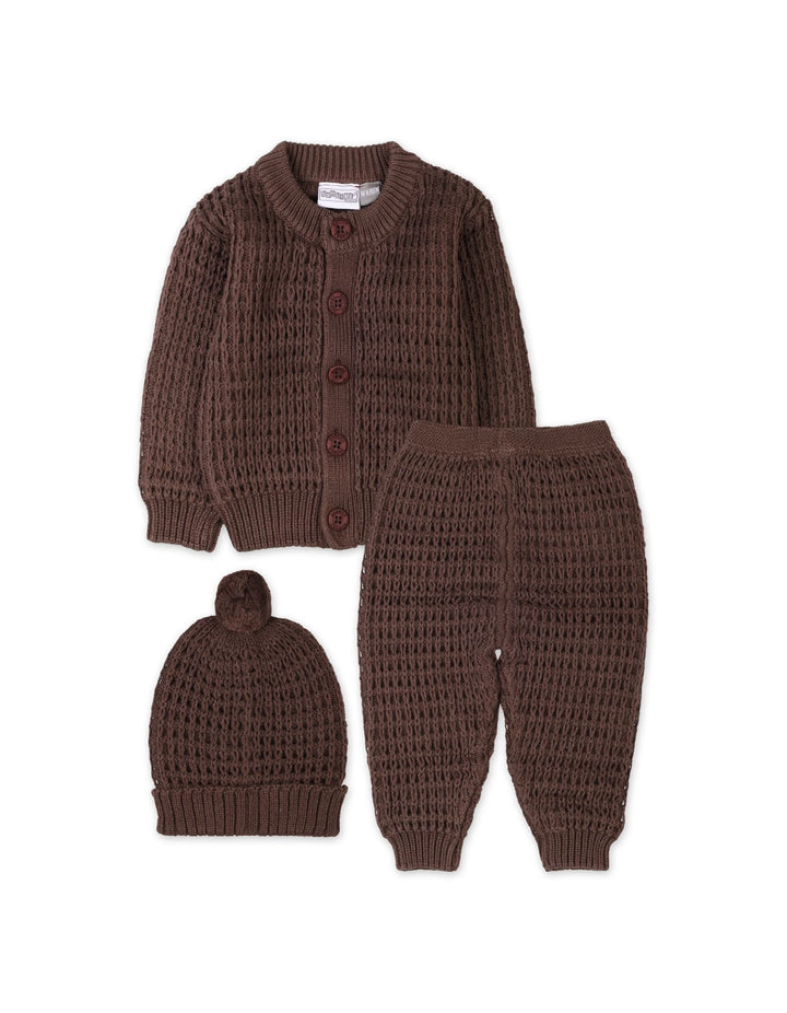 3 Pieces Newborns Knitted Winter Suit Bambies Brown at Zubaidas