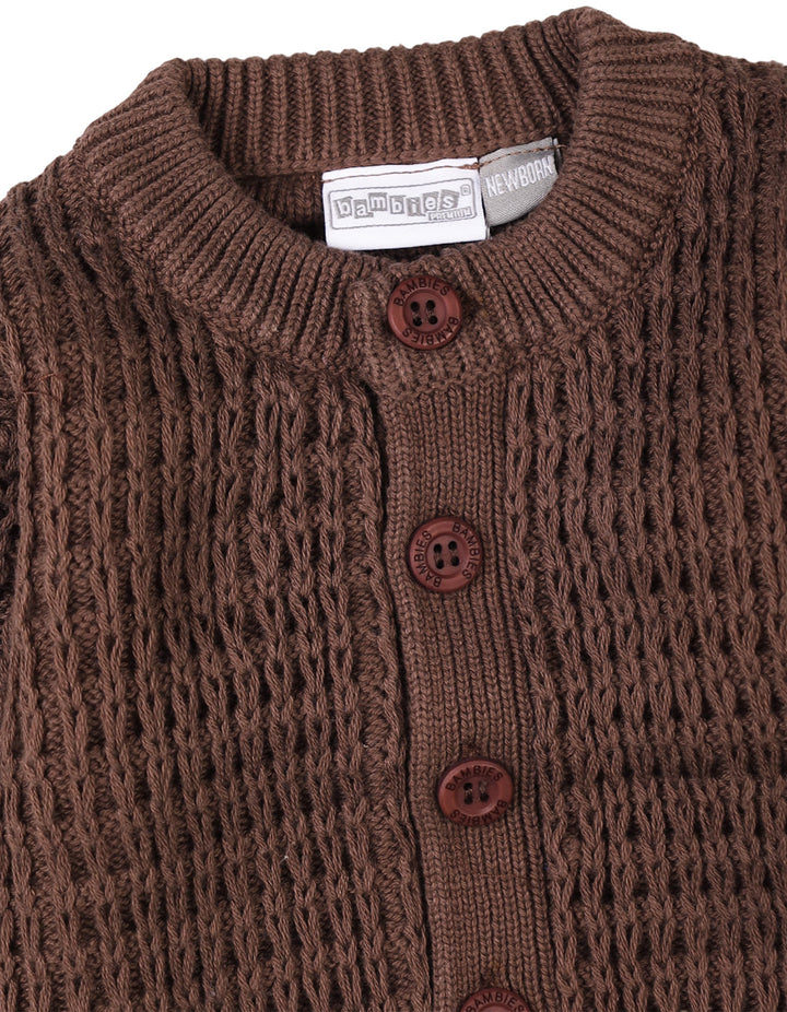 3 Pieces Newborns Knitted Winter Suit Bambies Brown at Zubaidas Official Pakistan
