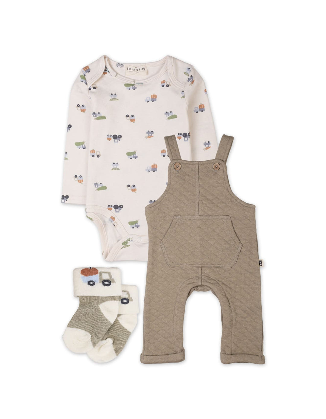 3 Pieces Toddlers Dungaree Winter Suit Sets Bambies Olive Green at Zubaidas