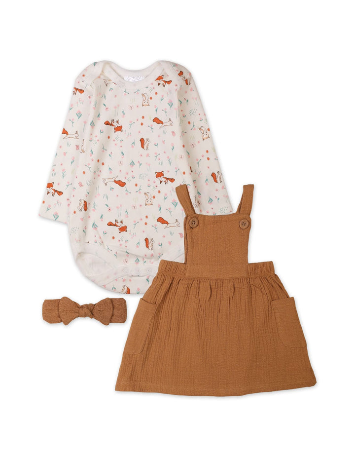 3 Pieces Winter Pinafore Dress Sets Bambies Brown at Zubaidas
