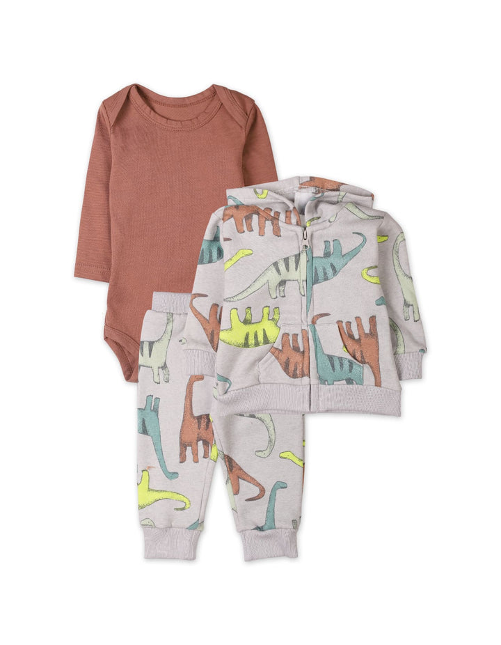 3 Pieces Winter Suit Sets Bambies Dino Grey and Brown at Zubaidas