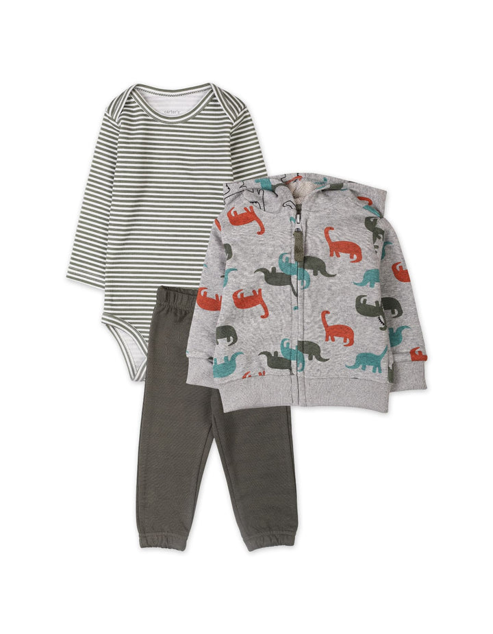 3 Pieces Winter Suit Sets Bambies Dino Grey at Zubaidas