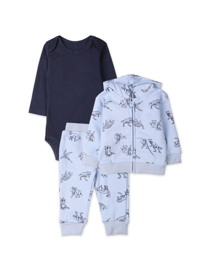 3 Pieces Winter Suit Sets Bambies Dino Light Blue and Navy at Zubaidas