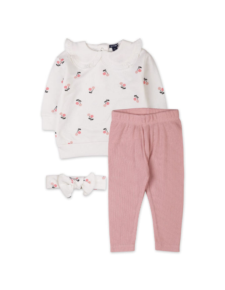 3 Pieces Winter Suit Sets Bambies White and Pink at Zubaidas