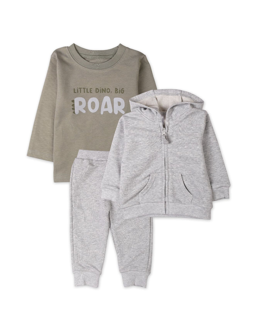 3 Pieces Winter Wear Bambies Olive and Light Grey at Zubaidas