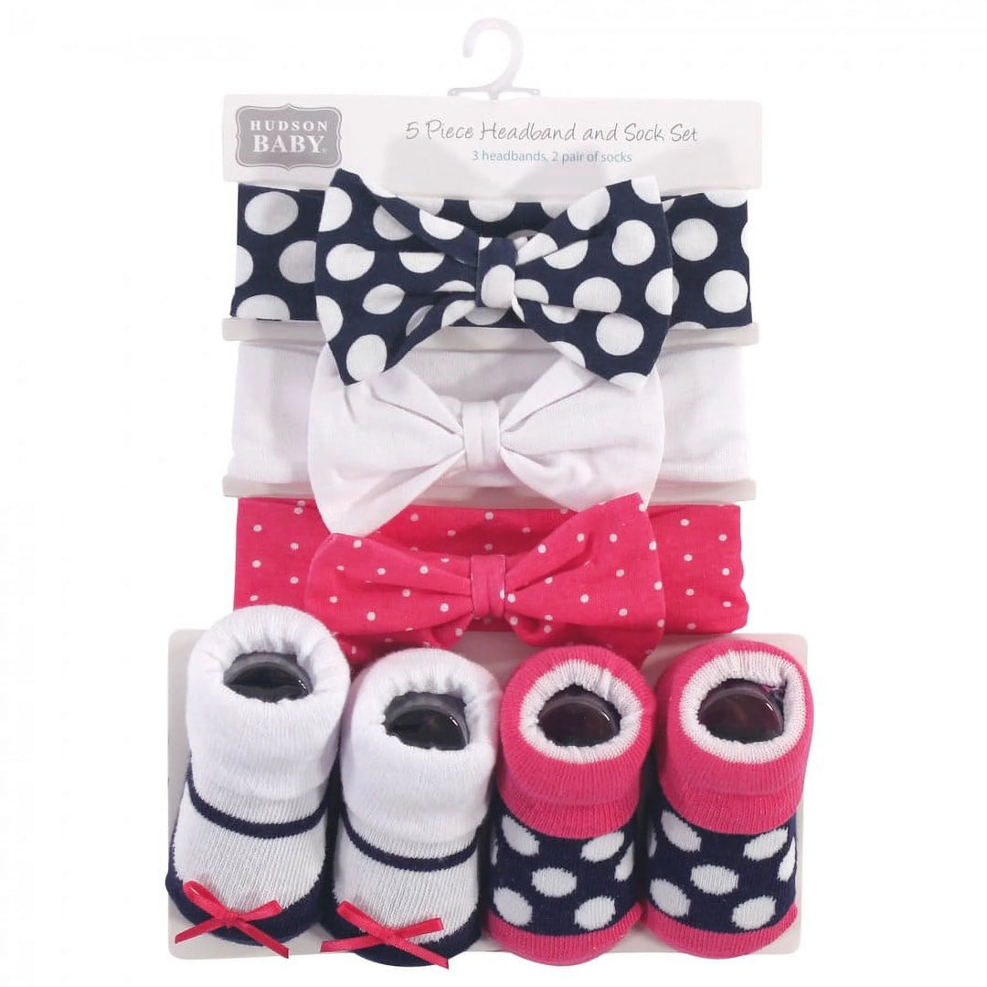 Zubaida's Adorable 5 Pcs Socks & Headbands Coordinated Set