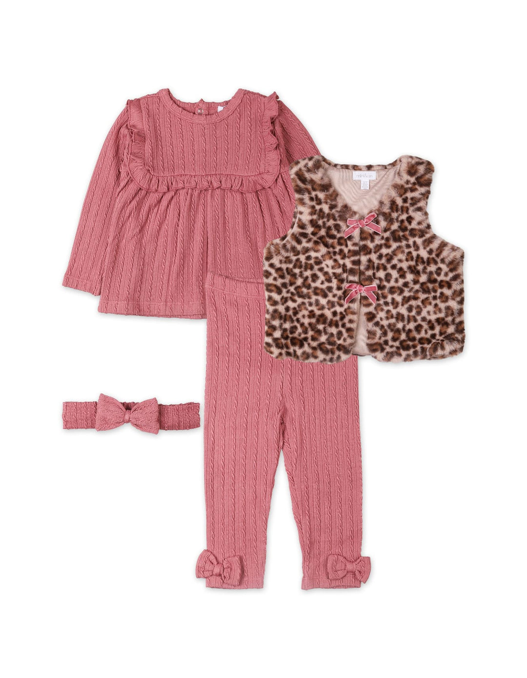 4 Pieces Winter Suit Sets Bambies Leapord Pink at Zubaidas