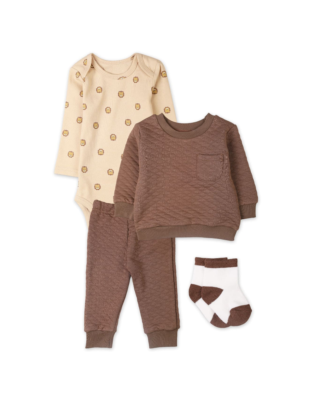4 Pieces Winter Wear Bambies Brown and Beige at Zubaidas