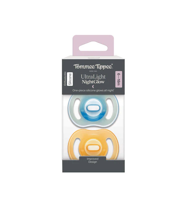 Tommee Tippee Ultra Light Night Glow Silicone Pacifier 6-18M Pack of 2 TT 433805 at Zubaidas Official Pakistan