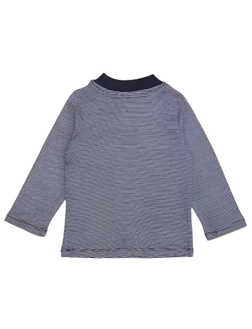 Mock Neck Shirt with Gray & Navy Blue Stripes - Infant