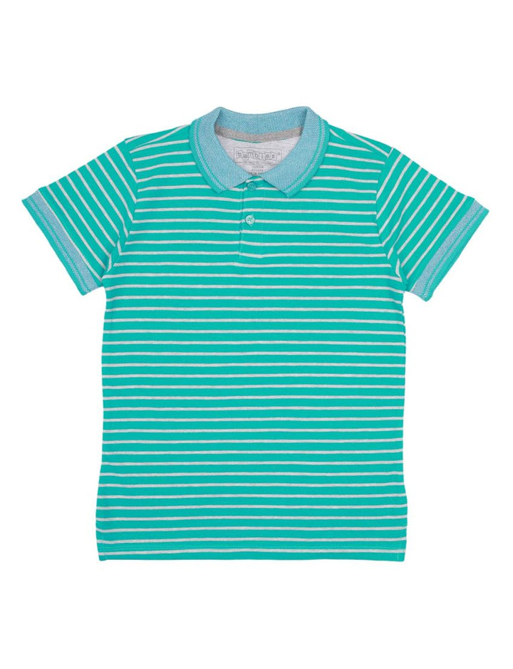 Polo Shirt Mint Green with Stripes for Boys