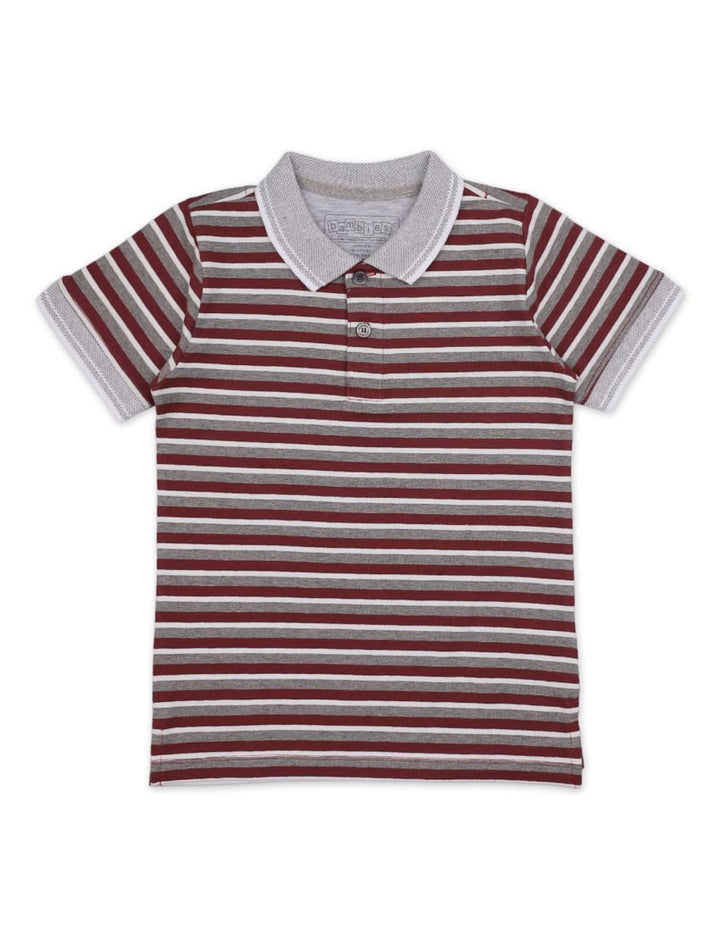 Polo Shirt Gray & Maroon Stripes for Boys