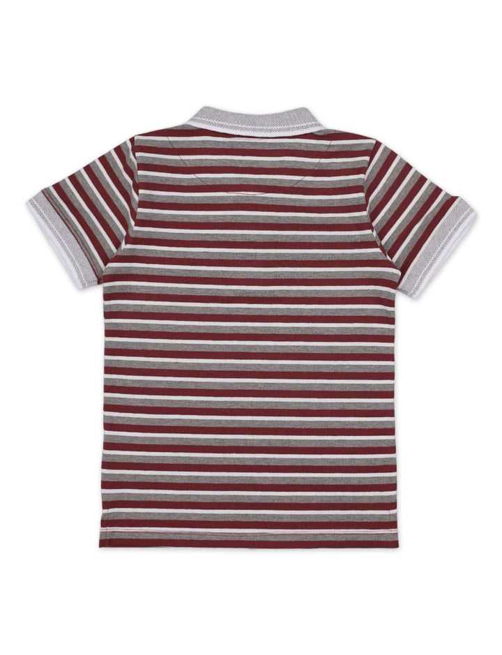 Polo Shirt Gray & Maroon Stripes for Boys