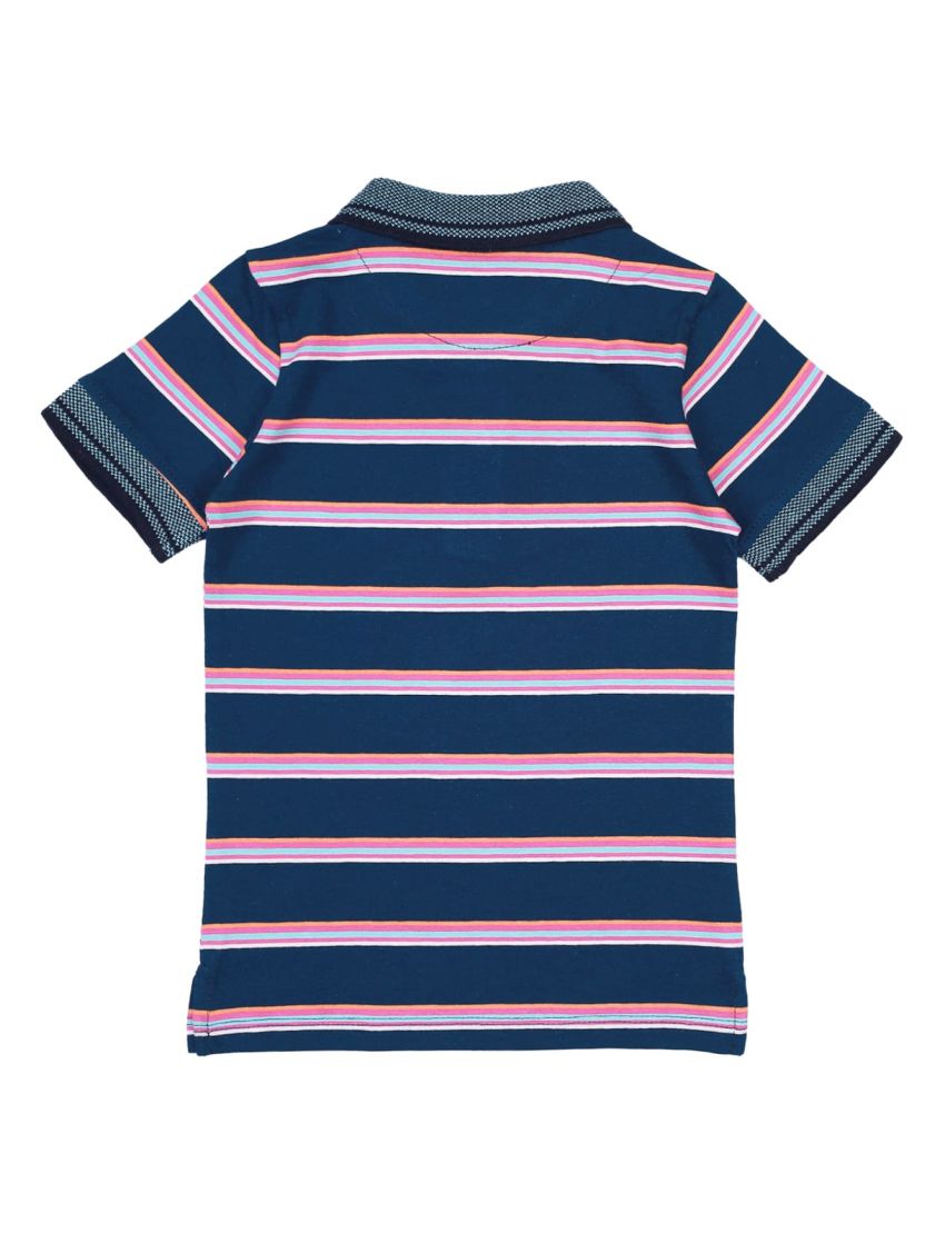 Polo Shirt Navy Blue with Stripes for Boys