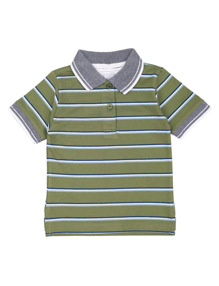 Polo Shirt Olive Green with Stripes for Boys