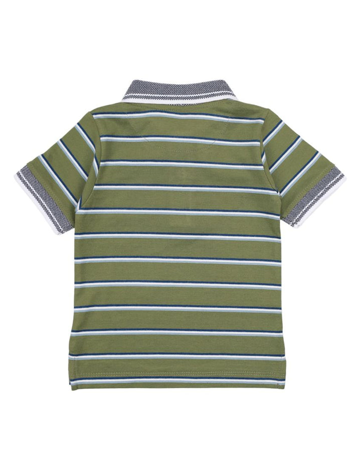 Polo Shirt Olive Green with Stripes for Boys