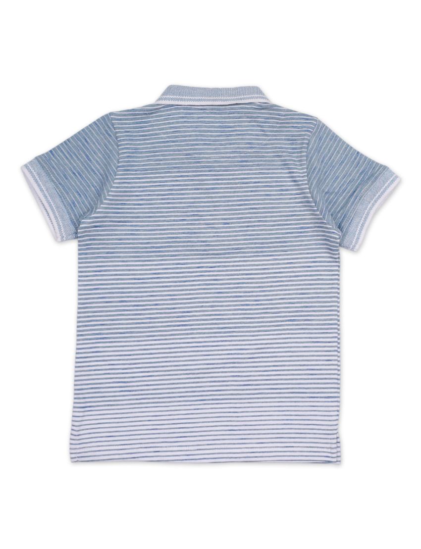 Polo Shirt Gray with White Stripes for Boys