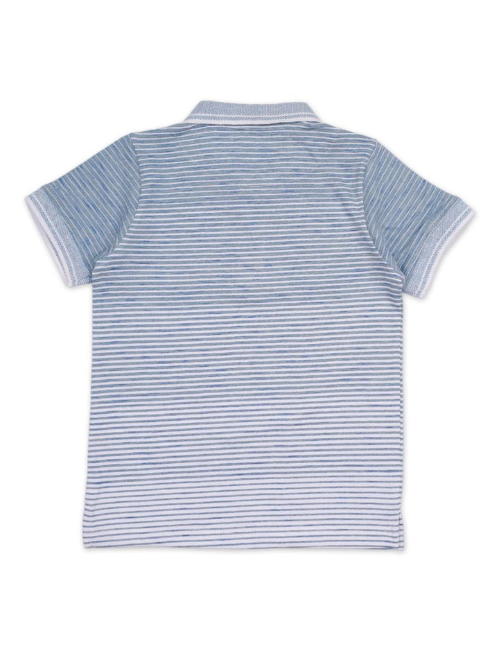 Polo Shirt Gray with White Stripes for Boys