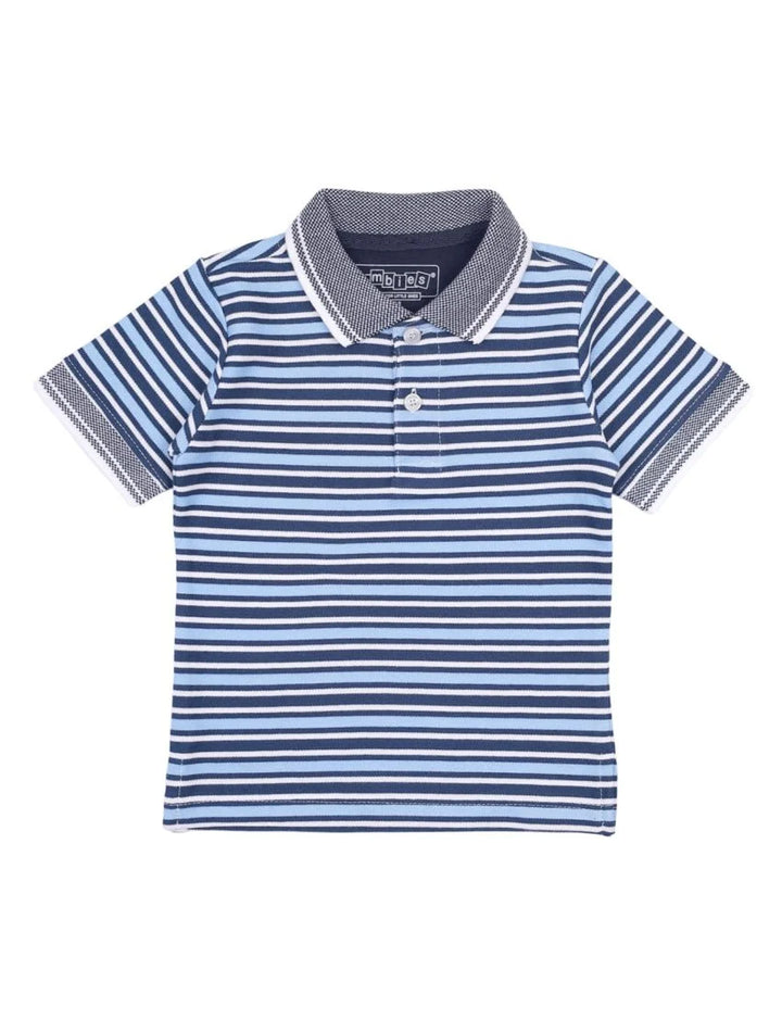 Polo Shirt White with Stripes for Boys