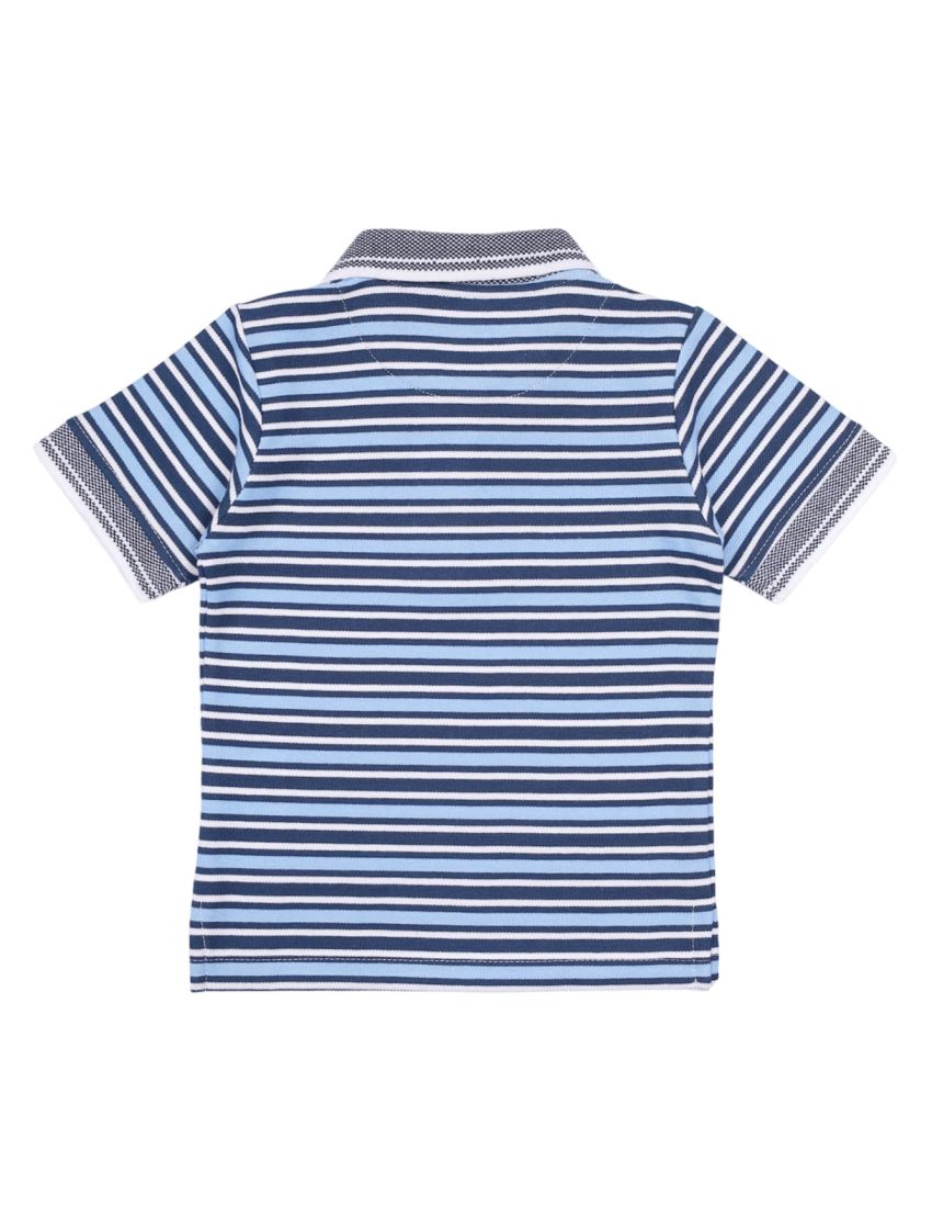 Polo Shirt White with Stripes for Boys