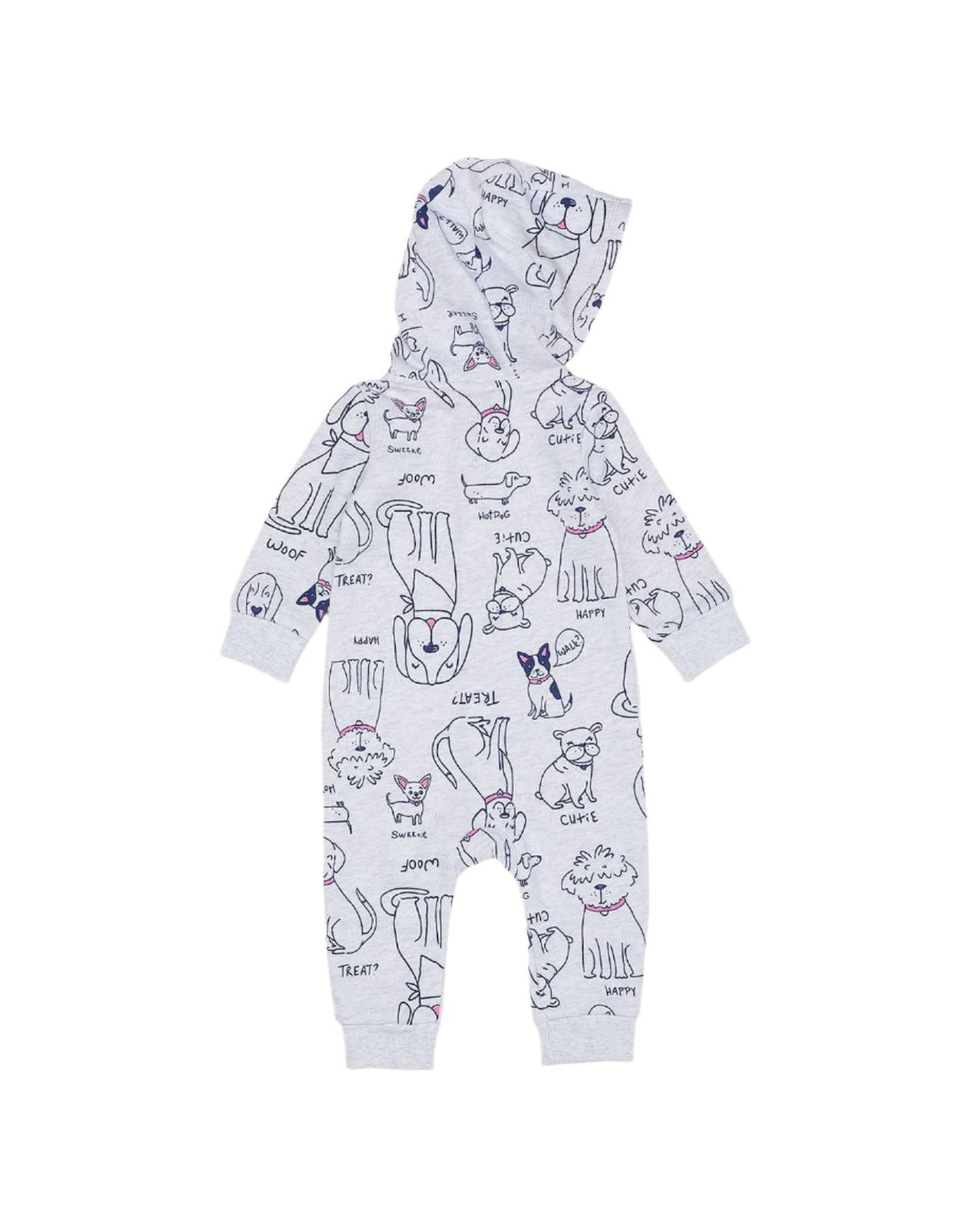 Zubaida's Full Romper Light Gray Dogs Themed for Boys