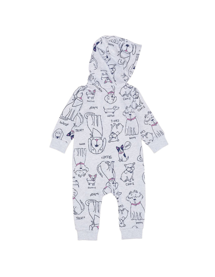 Full Romper Light Gray Dogs Themed for Boys