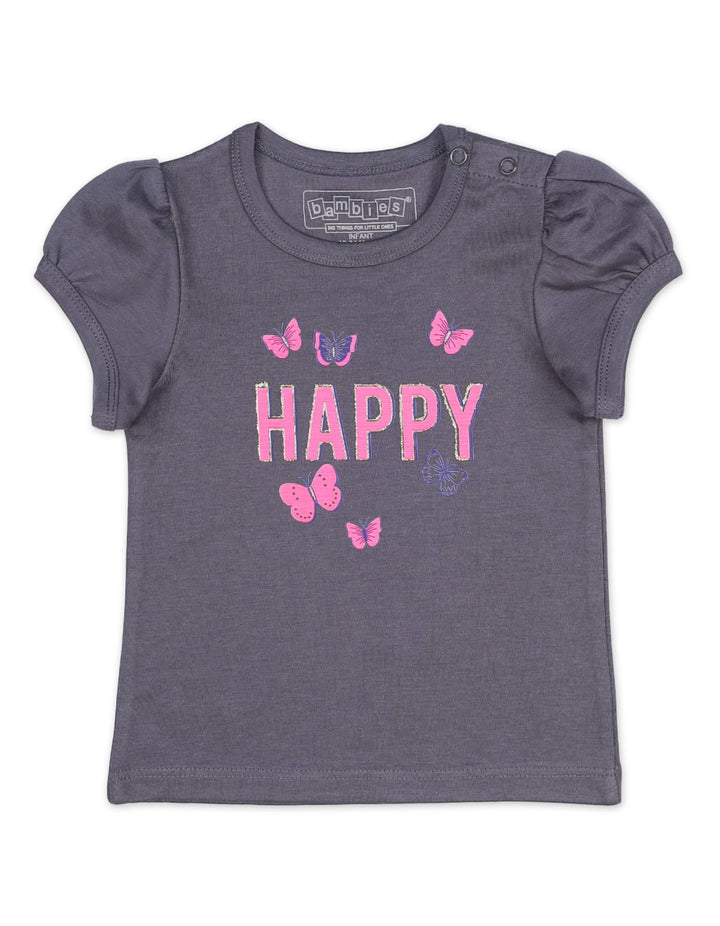 Top for Girls with Happy Butterfly Theme