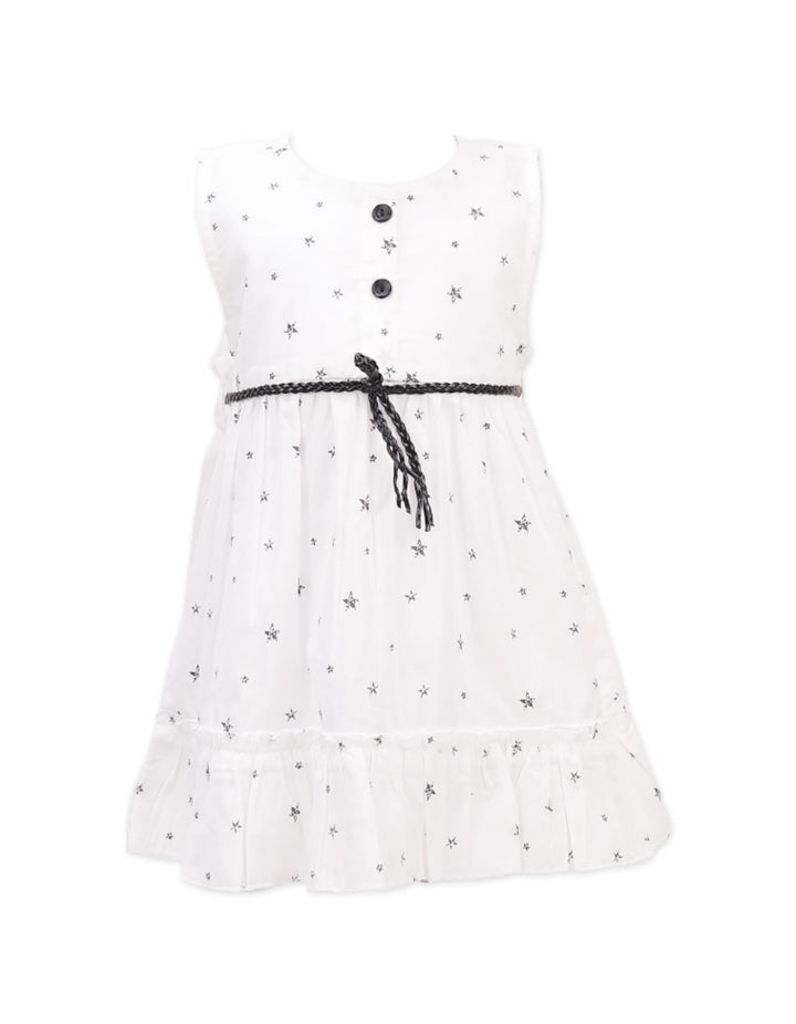 Frock White with Stars Print