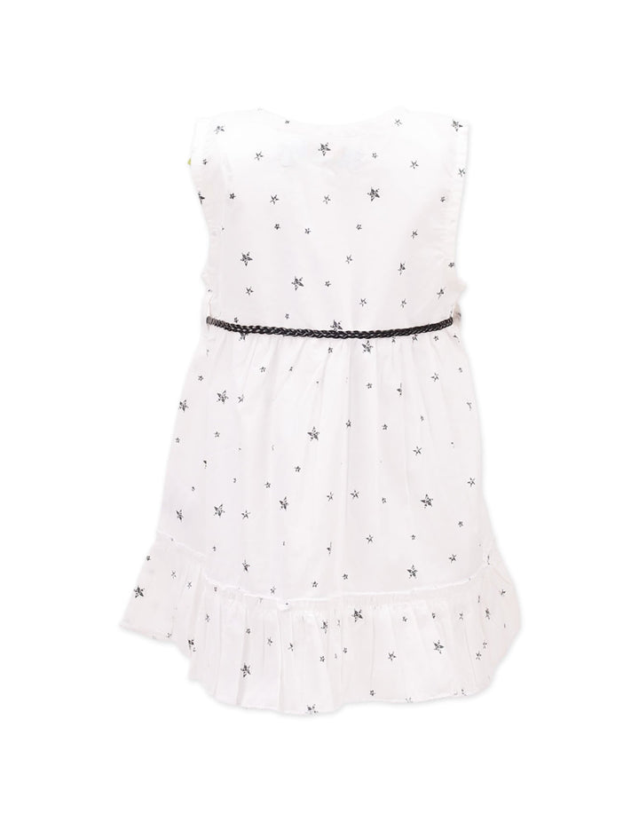 Frock White with Stars Print