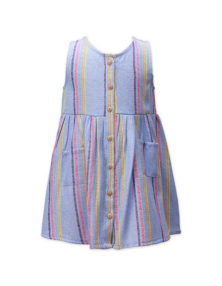 Casual Dress Light Blue Multicolor Stripes